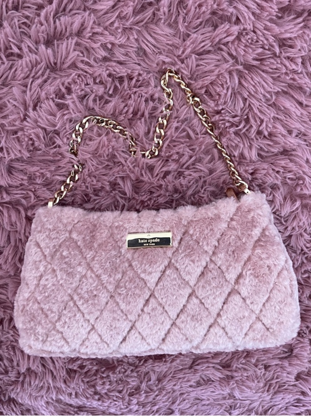 Kate Spade Fur Quilted Shoulder Bag - Pink